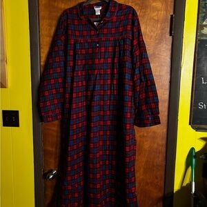 Vintage Hills Plaid Nightgown Womens Size 4X Cotton Long Sleeve NOS